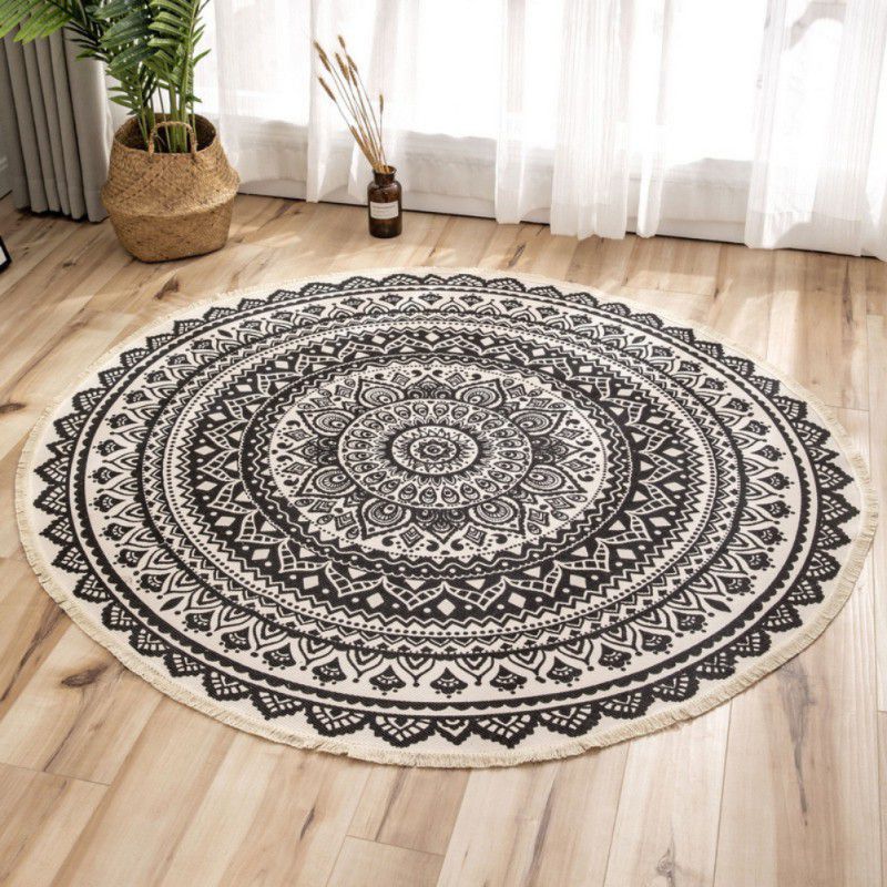 Bohemian Mandala Design Non-Slip Fabric Round Rugs for Bedroom Living Room Study Room Playing Floor Mat Carpet,b,60CM Round Area Rug Bohemian Mandala Design Non-Slip Fabric Round Rugs for Bedroom Living Room Study Room Playing Floor Mat Carpet,b,60CM Round Area Rug